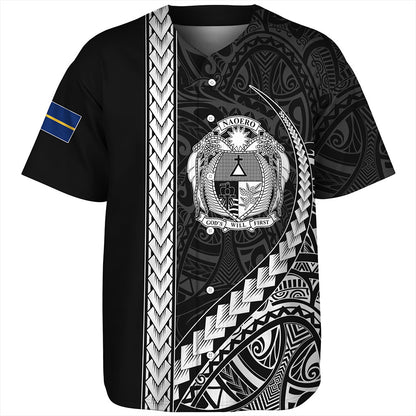 Nauru Baseball Shirt Tribal Micronesian Coat Of Arms