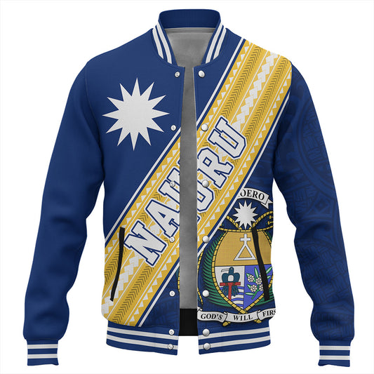 Nauru Baseball Jacket Flag And Coat Of Arms