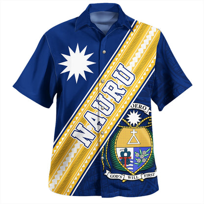 Nauru Hawaiian Shirt Flag And Coat Of Arms