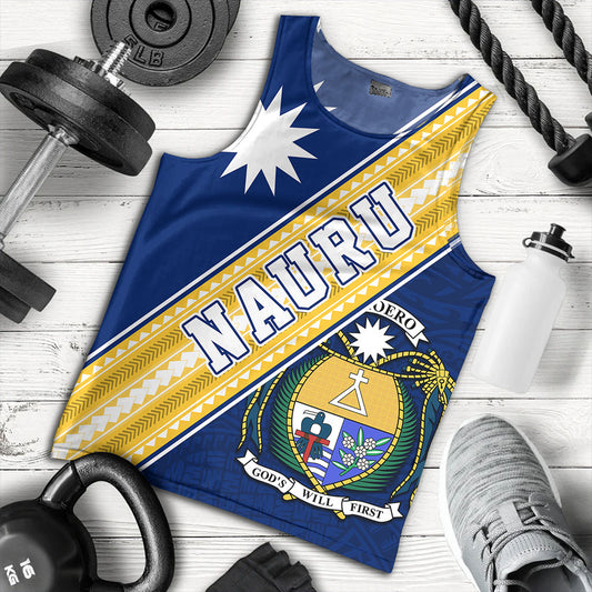 Nauru Tank Top Flag And Coat Of Arms