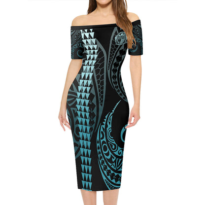 Nauru Combo Short Sleeve Dress And Shirt Kanaka Style Turquoise