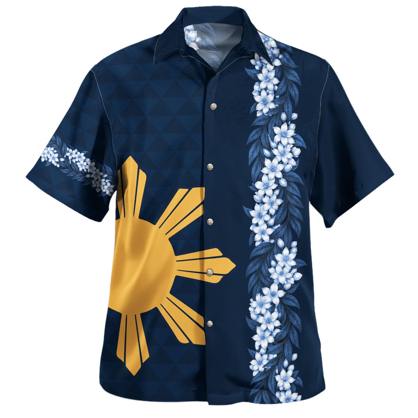 Philippines Filipinos Hawaiian Shirt Sampaguita Flower Sun Pattern Island Style Ver.1
