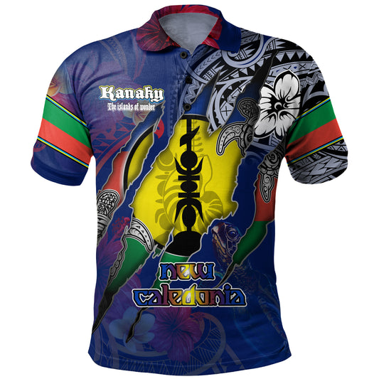 New Caledonia Polo Shirt Custom New Caledonian Blood Inside Me Polynesian Sleeve Tattoo Tropical Blue