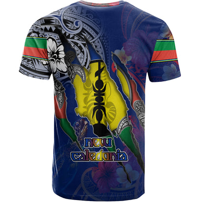 New Caledonia T-Shirt Custom New Caledonian Blood Inside Me Polynesian Sleeve Tattoo Tropical Blue