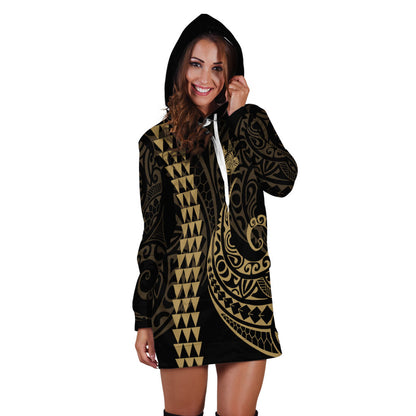 New Caledonia Hoodie Dress Kakau Style Gold