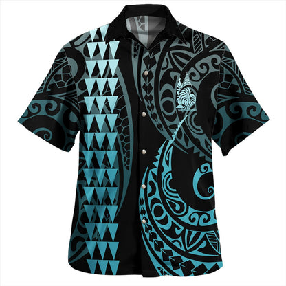 New Caledonia Combo Puletasi And Shirt Kakau Style Turquoise