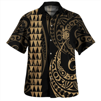 New Caledonia Combo Puletasi And Shirt Kakau Style Gold