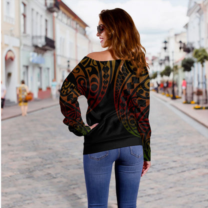 New Caledonia Off Shoulder Sweatshirt Kakau Style
