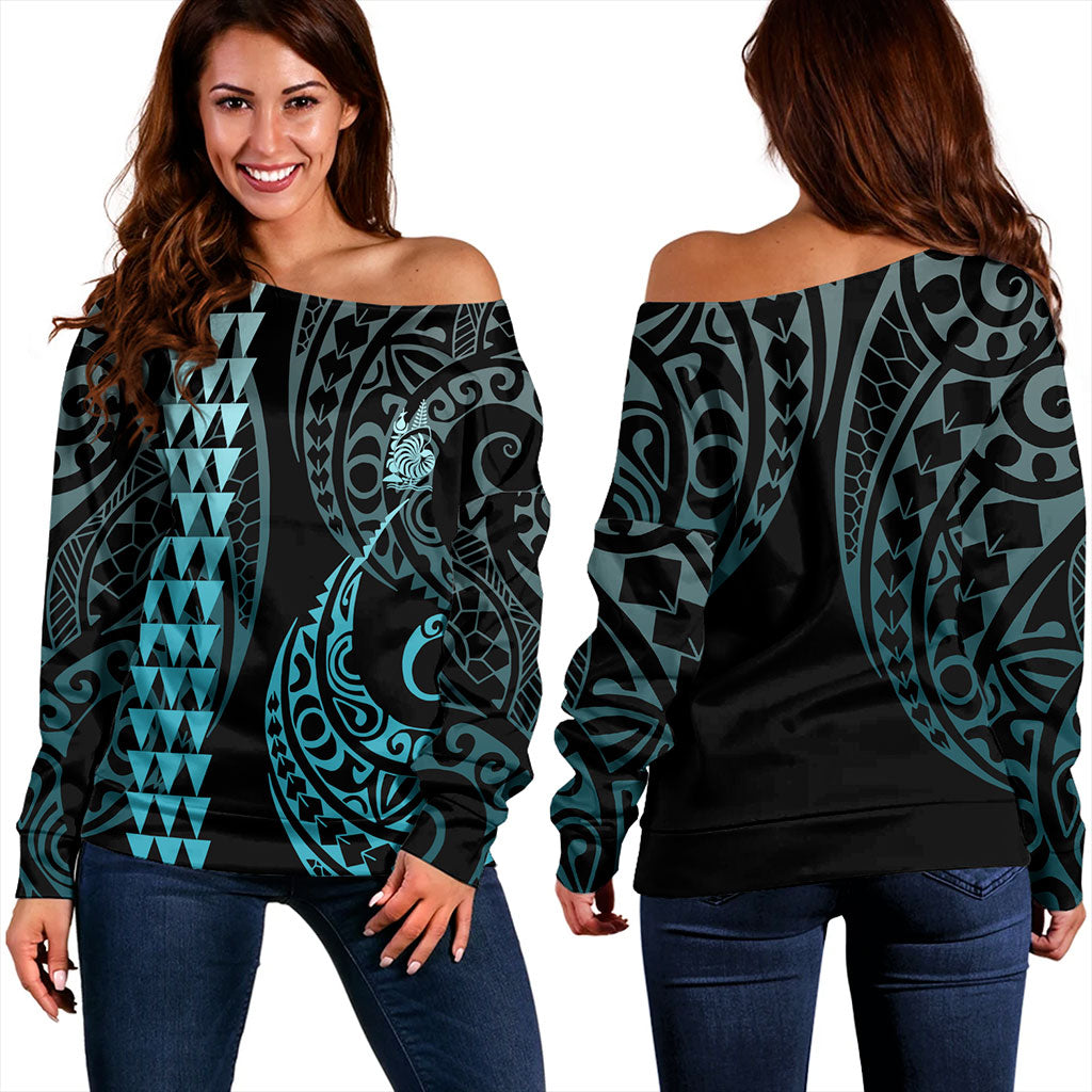 New Caledonia Off Shoulder Sweatshirt Kakau Style Ver.1