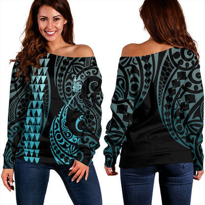 New Caledonia Off Shoulder Sweatshirt Kakau Style Ver.1