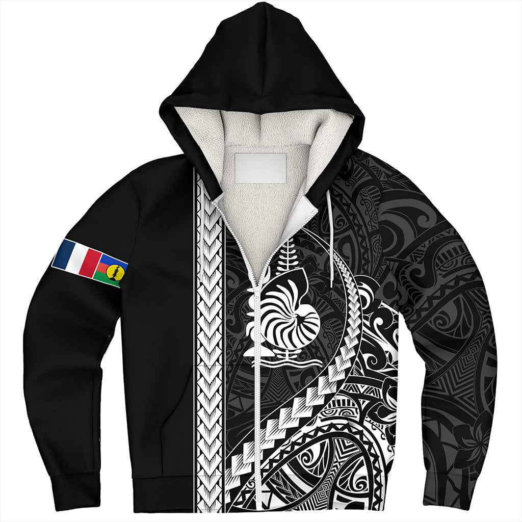 New Caledonia Sherpa Hoodie Tribal Melanesian Coat Of Arms