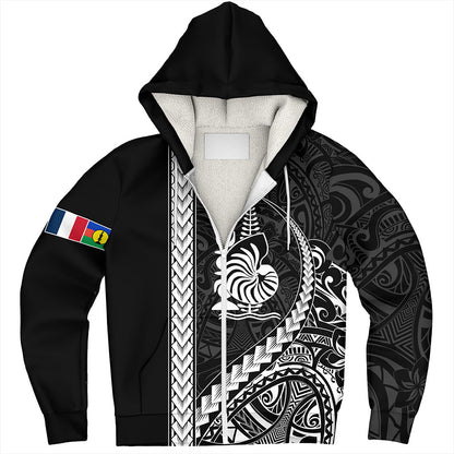 New Caledonia Sherpa Hoodie Tribal Melanesian Coat Of Arms