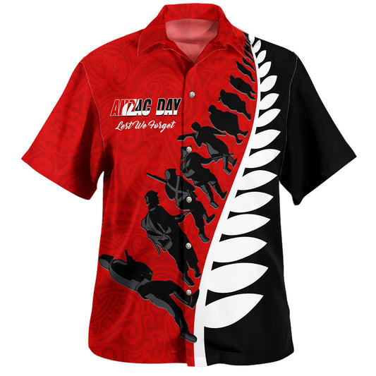 New Zealand Hawaiian Shirt Tino Rangatiratanga Anzac Day Lets We Forget