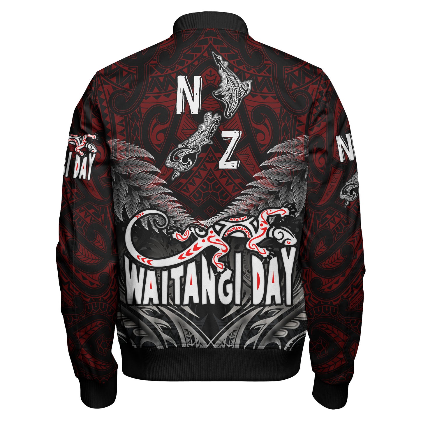 New Zealand Bomber Jacket - Waitangi Day New Zealand Map Silver Fern