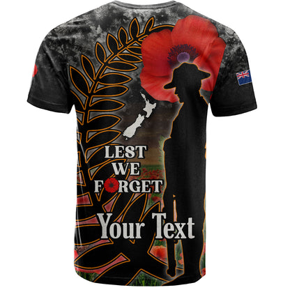 New Zealand T-Shirt Custom Anzac Day Lest We Forget Silver Fern