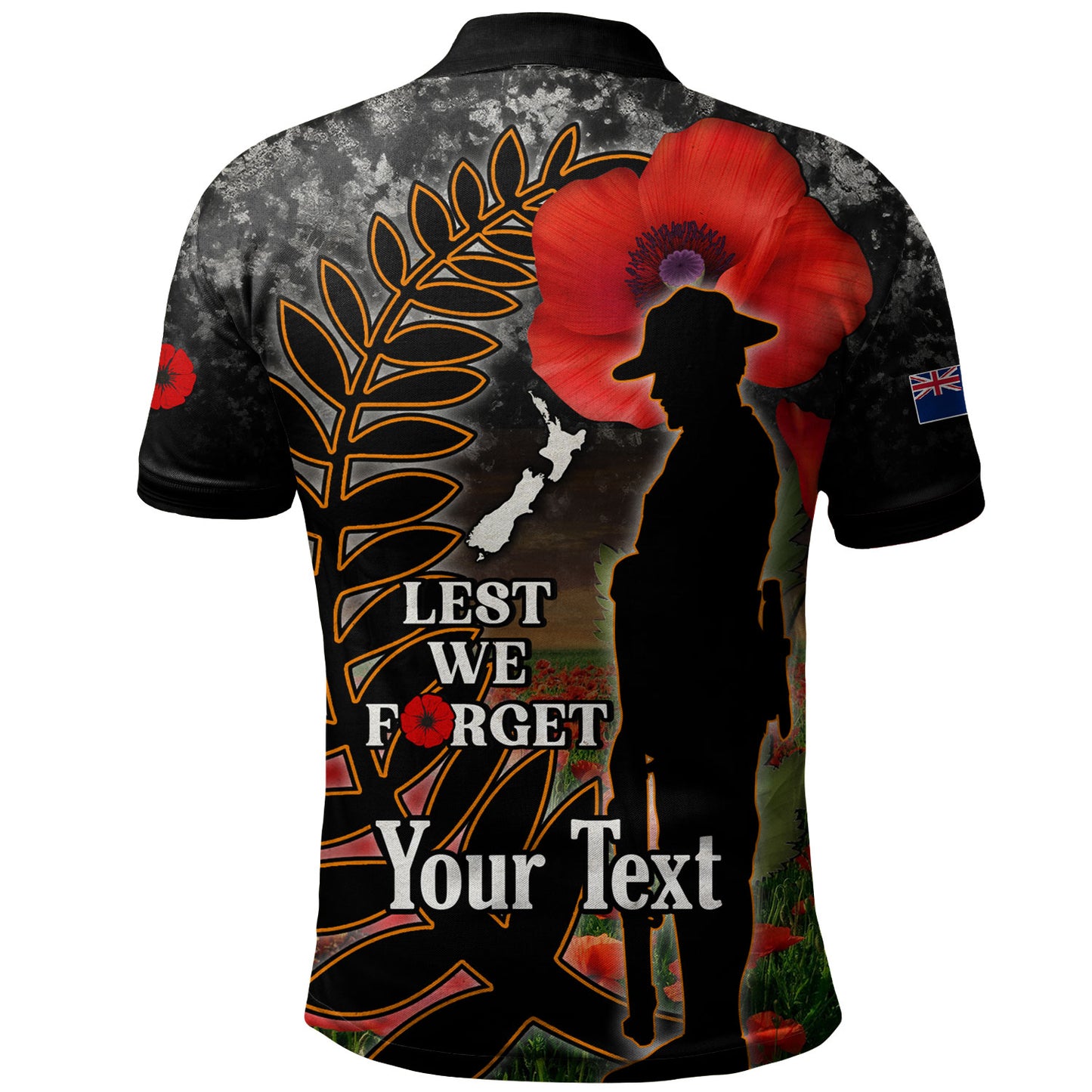 New Zealand Polo Shirt Custom Anzac Day Lest We Forget Silver Fern