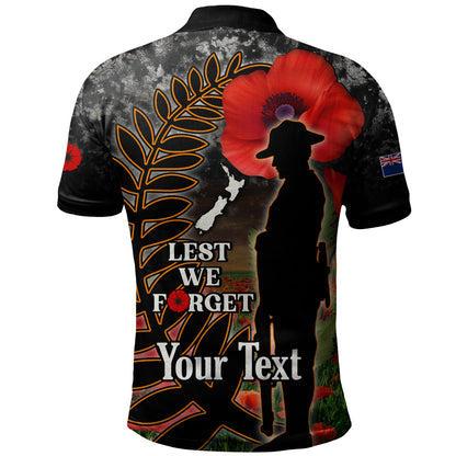 New Zealand Polo Shirt Custom Anzac Day Lest We Forget Silver Fern