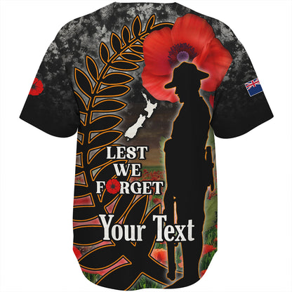 New Zealand Baseball Shirt Custom Anzac Day Lest We Forget Silver Fern