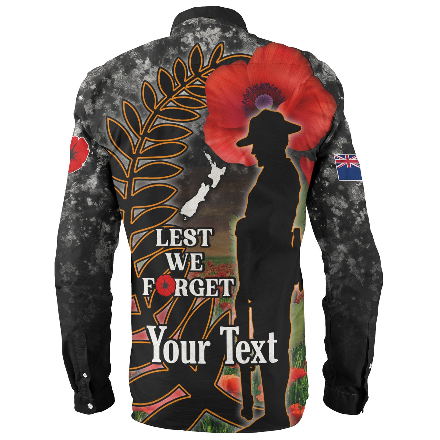 New Zealand Long Sleeve Shirt Custom Anzac Day Lest We Forget Silver Fern