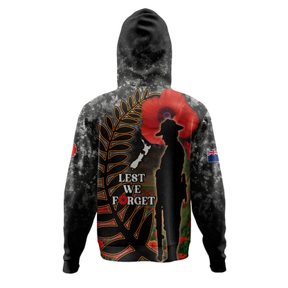 New Zealand Hoodie Custom Anzac Day Lest We Forget Silver Fern