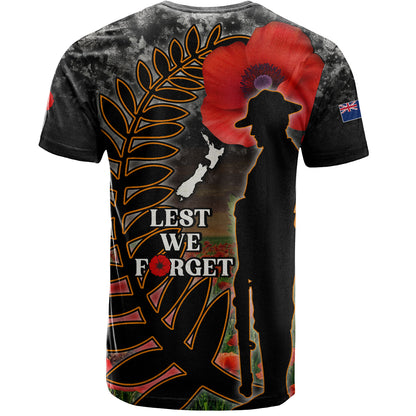 New Zealand T-Shirt Custom Anzac Day Lest We Forget Silver Fern
