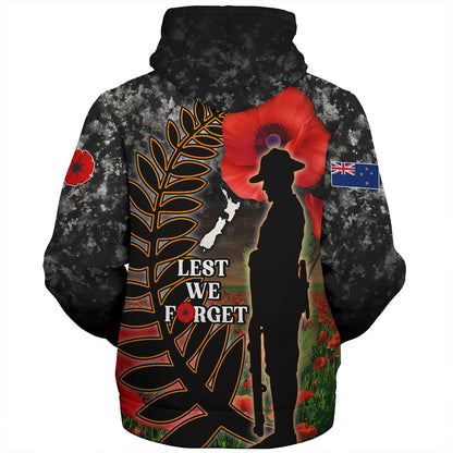 New Zealand Sherpa Hoodie Custom Anzac Day Lest We Forget Silver Fern