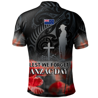 New Zealand Custom Personalised Polo Shirt  Anzac Day Silver Fern Maori Style