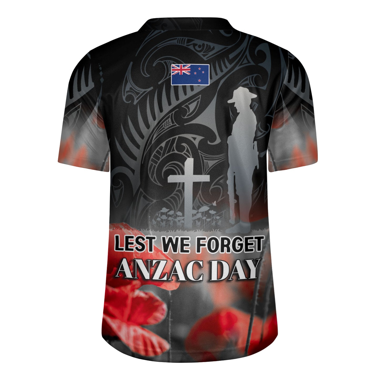 New Zealand Custom Personalised Rugby Jersey  Anzac Day Silver Fern Maori Style