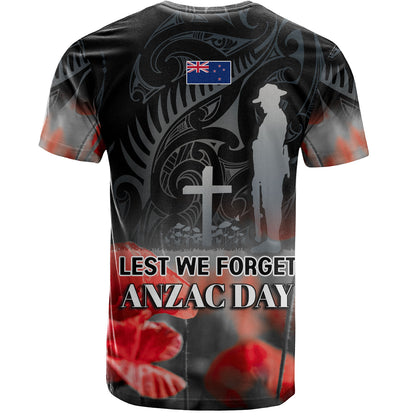New Zealand Custom Personalised T-Shirt  Anzac Day Silver Fern Maori Style