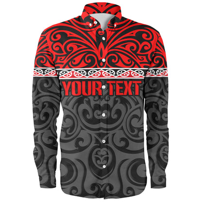 New Zealand Custom Personalised Long Sleeve Shirt Aotearoa Kowhaiwhai Patterns