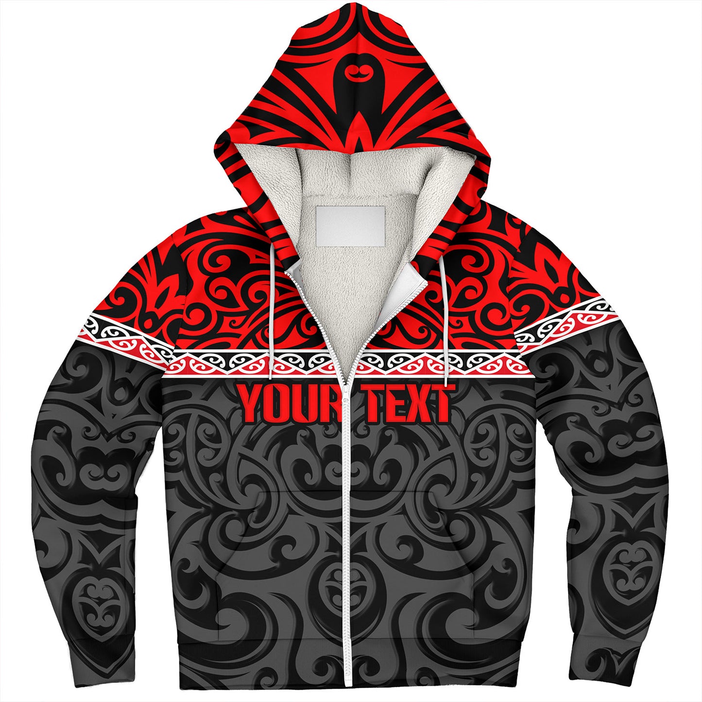 New Zealand Custom Personalised Sherpa Hoodie Aotearoa Kowhaiwhai Patterns
