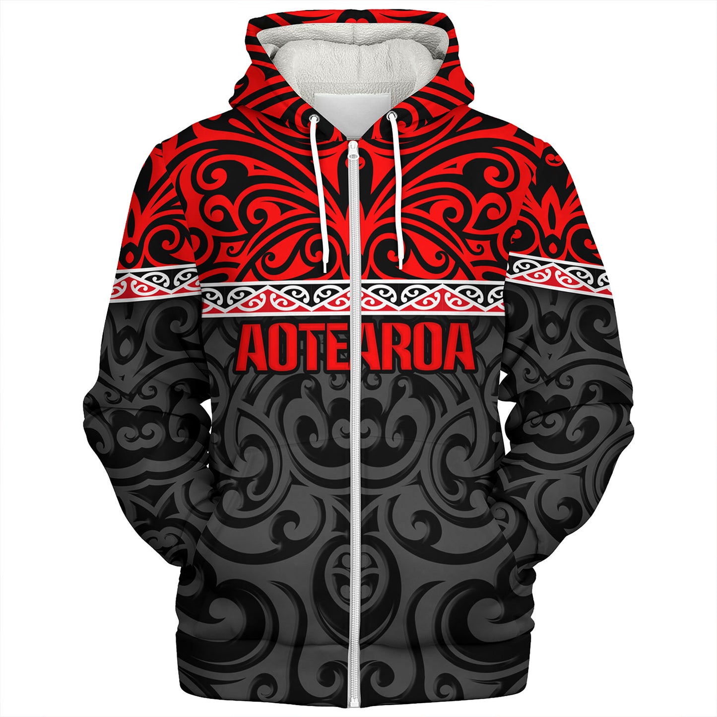 New Zealand Custom Personalised Sherpa Hoodie Aotearoa Kowhaiwhai Patterns