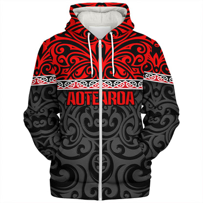New Zealand Custom Personalised Sherpa Hoodie Aotearoa Kowhaiwhai Patterns