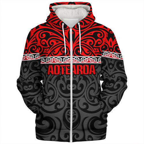 New Zealand Custom Personalised Sherpa Hoodie Aotearoa Kowhaiwhai Patterns