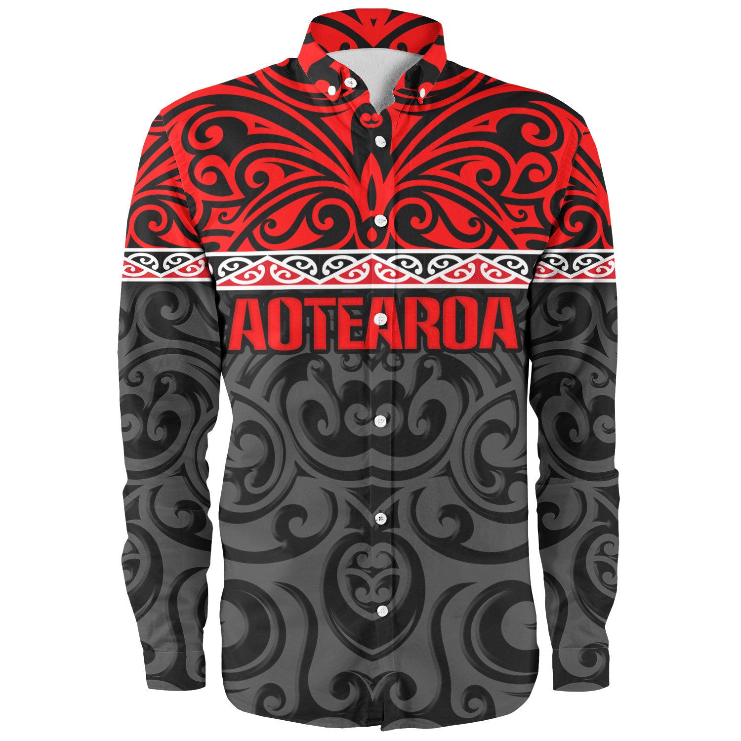 New Zealand Custom Personalised Long Sleeve Shirt Aotearoa Kowhaiwhai Patterns