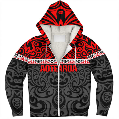 New Zealand Custom Personalised Sherpa Hoodie Aotearoa Kowhaiwhai Patterns