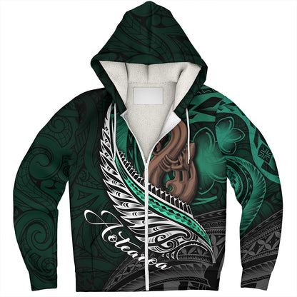 New Zealand Custom Personalised Sherpa Hoodie Aotearoa Manaia Maori Patterns