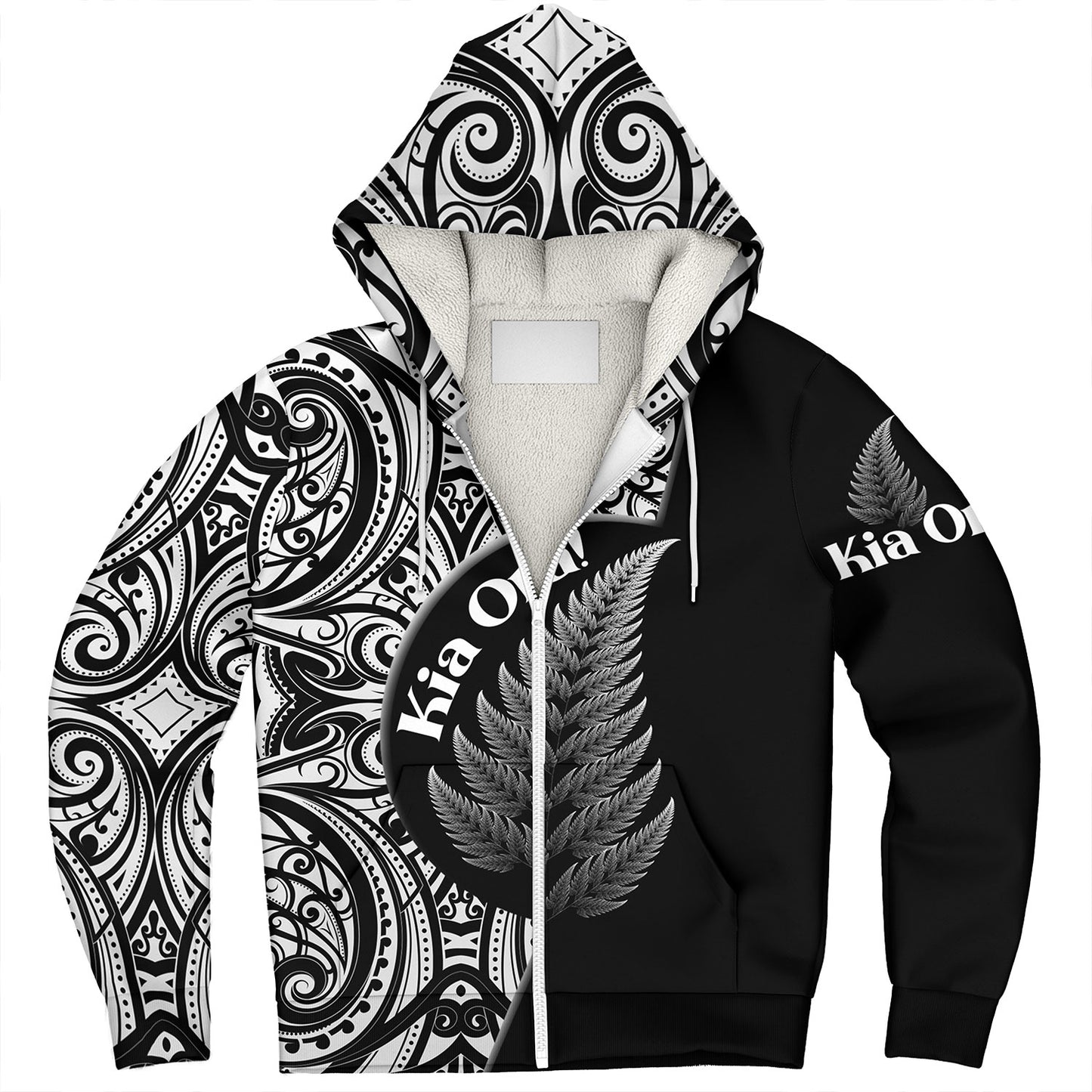 New Zealand Custom Personalised Sherpa Hoodie Kia Ora Silver Ferns Style
