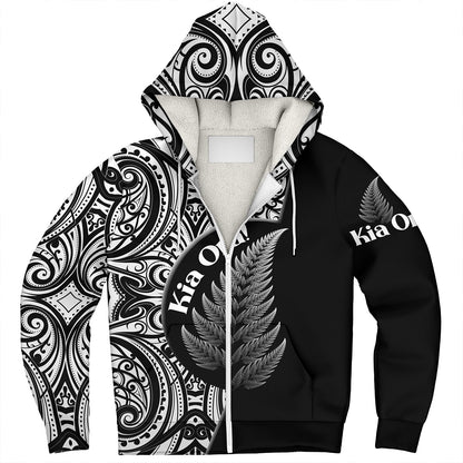 New Zealand Custom Personalised Sherpa Hoodie Kia Ora Silver Ferns Style