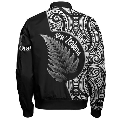 New Zealand Custom Personalised Bomber Jacket Kia Ora Silver Ferns Style