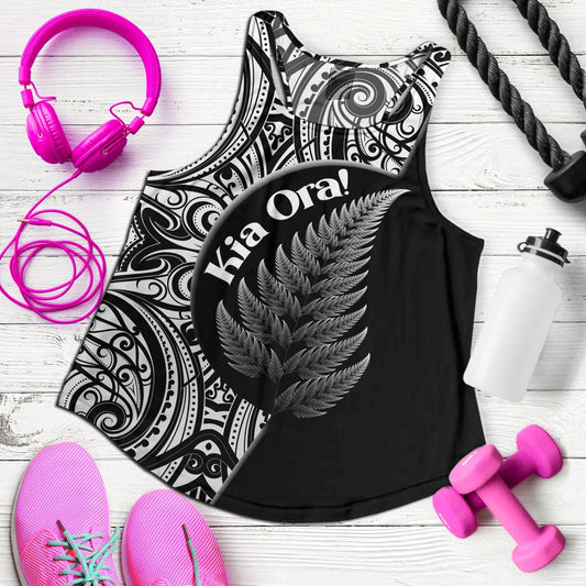 New Zealand Custom Personalised Women Tank Kia Ora Silver Ferns Style