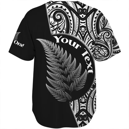 New Zealand Custom Personalised Baseball Shirt Kia Ora Silver Ferns Style