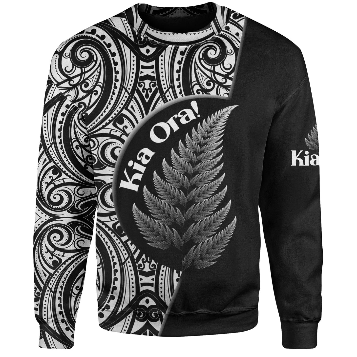 New Zealand Custom Personalised Sweatshirt Kia Ora Silver Ferns Style