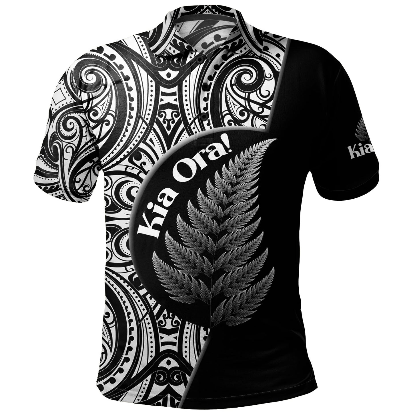 New Zealand Custom Personalised Polo Shirt Kia Ora Silver Ferns Style