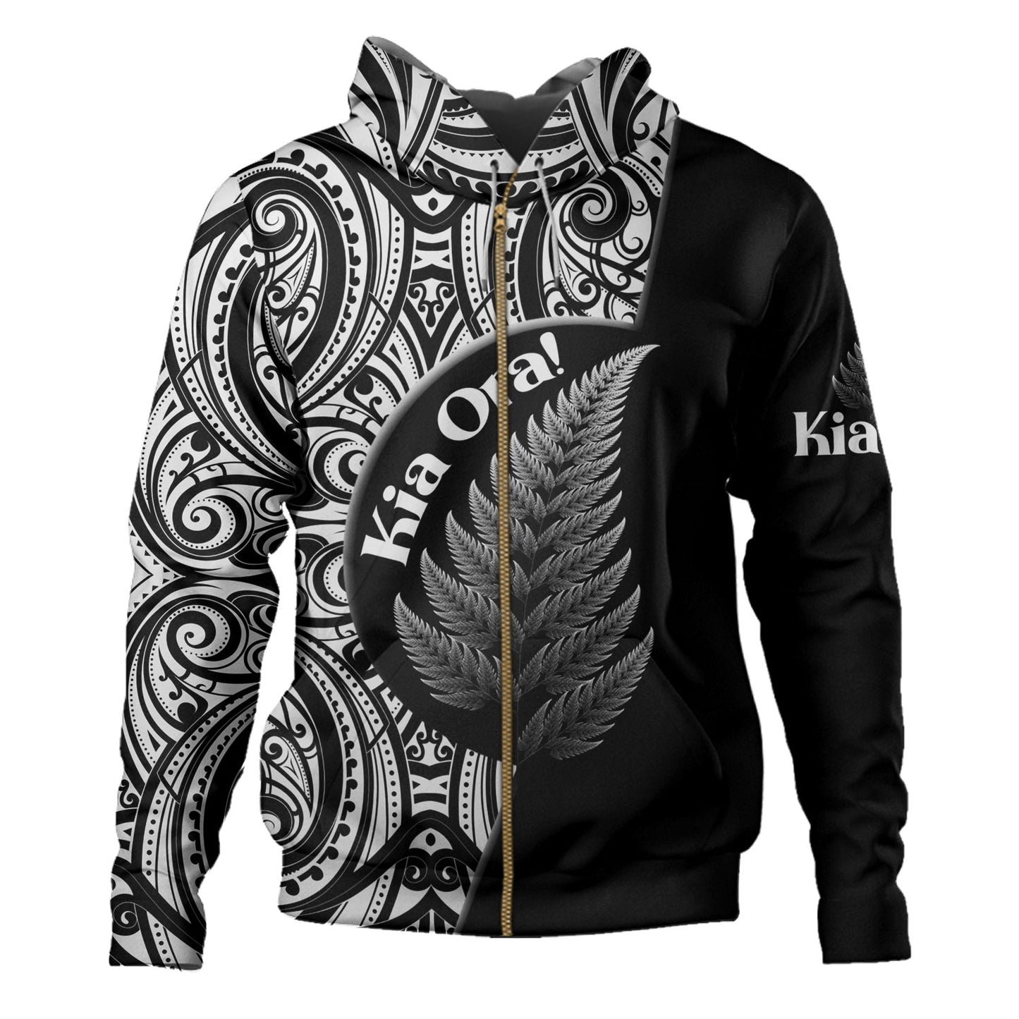 New Zealand Custom Personalised Hoodie Kia Ora Silver Ferns Style