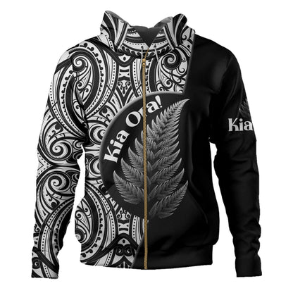 New Zealand Custom Personalised Hoodie Kia Ora Silver Ferns Style