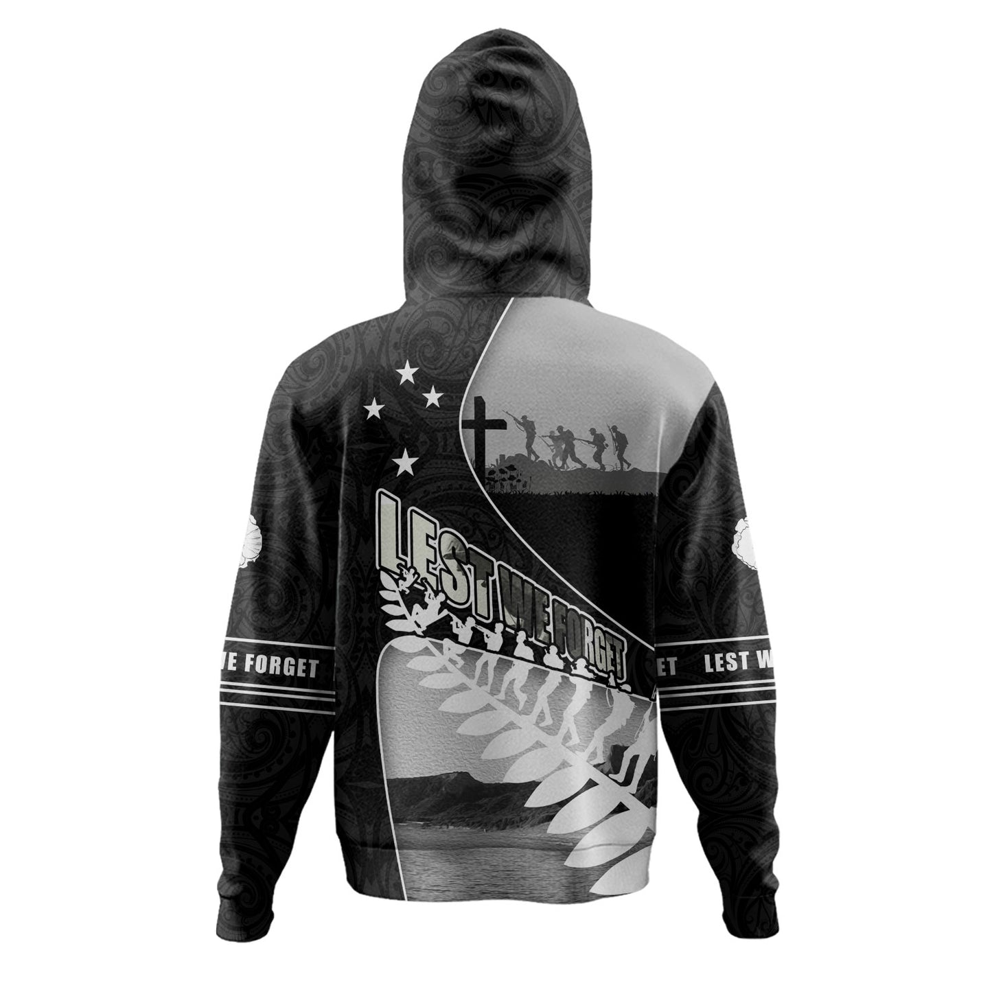 New Zealand Hoodie Lest We Forget Anzac Bay Beach