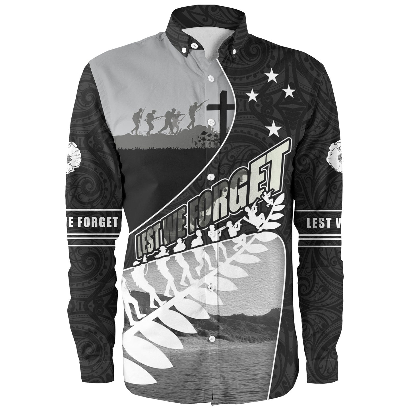 New Zealand Long Sleeve Shirt Lest We Forget Anzac Bay Beach