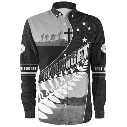 New Zealand Long Sleeve Shirt Lest We Forget Anzac Bay Beach