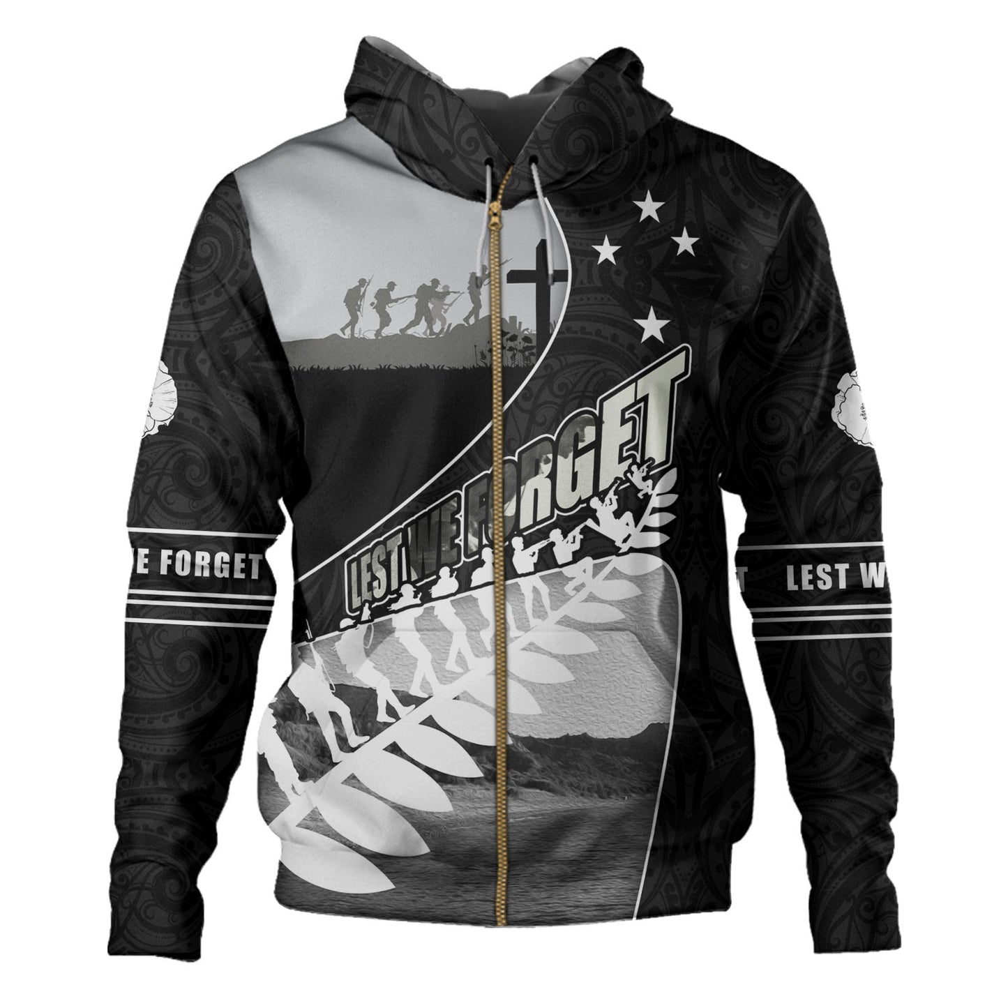 New Zealand Hoodie Lest We Forget Anzac Bay Beach